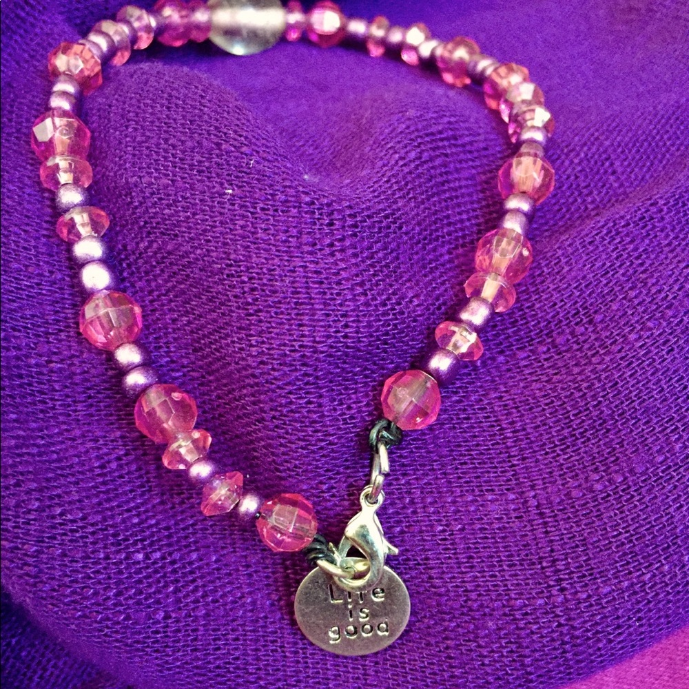 Hand crafted pink&purple anklet/bracelet